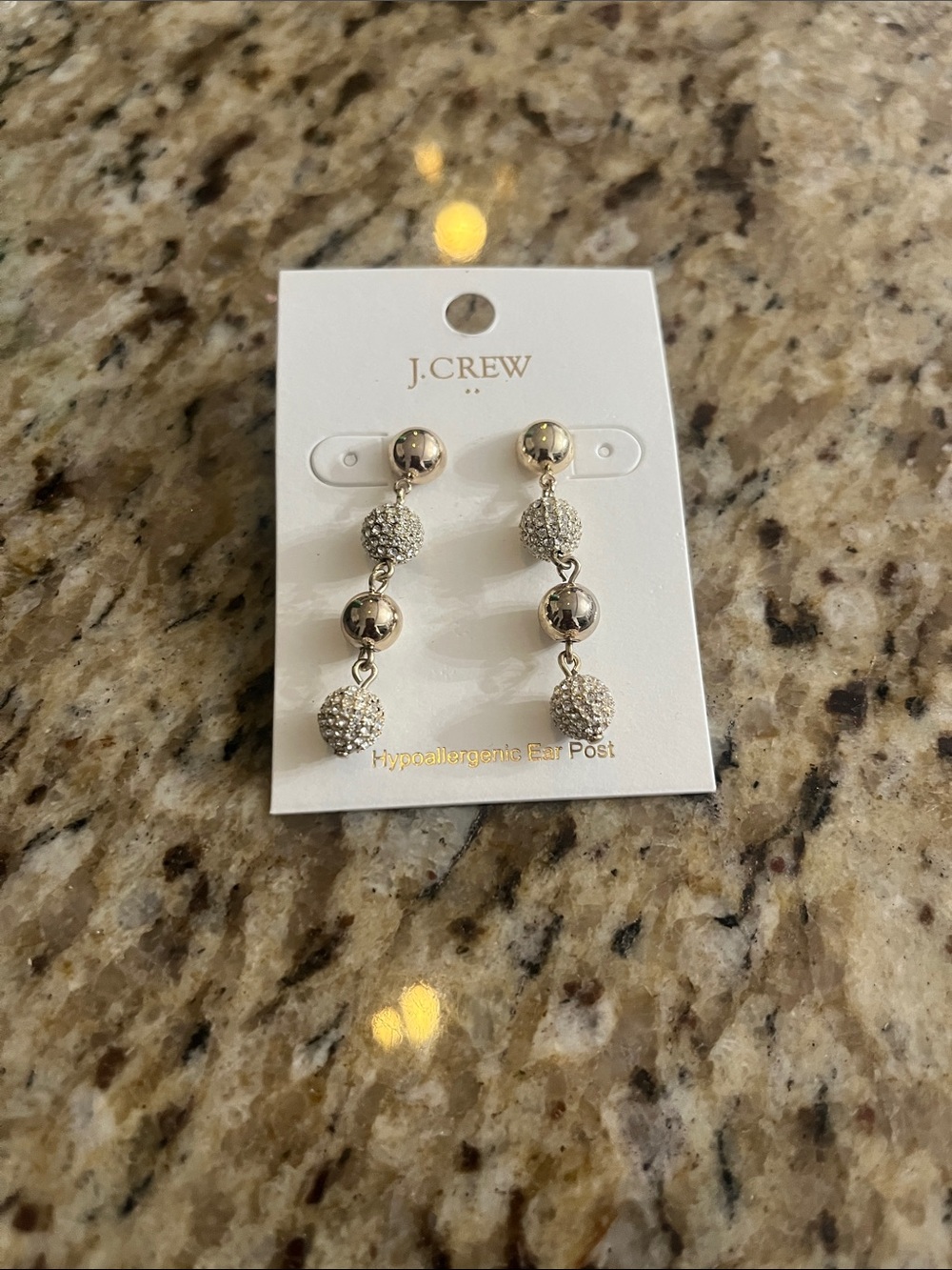 J. Crew Silver Sparkle Pave Drop Earrings